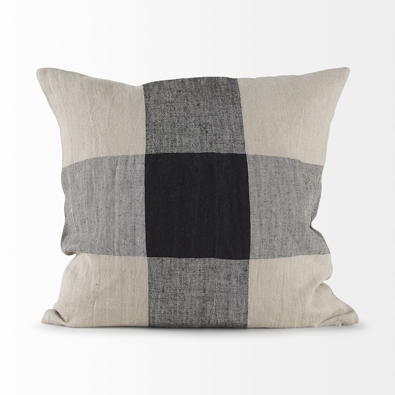 Beige and Black Plaid Pattern Throw Pillow Cover