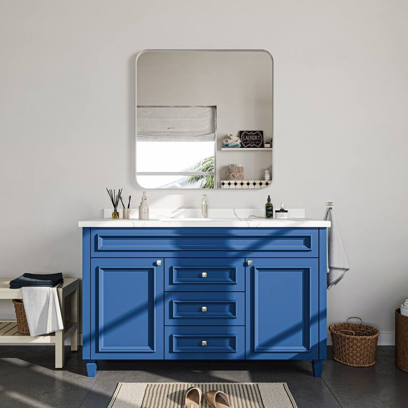 Stylish Rounded Aluminum Framed Bathroom Mirror – Full Length Wall Accent Mirror for Elegant Home Decor