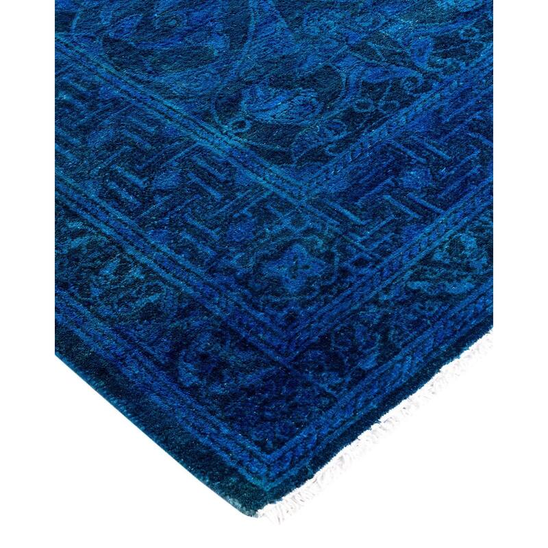 Fine Vibrance One-of-a-Kind Hand-Knotted Runner Rug - Blue, 2' 7" x 11' 8" - 2' 7" x 11' 8"