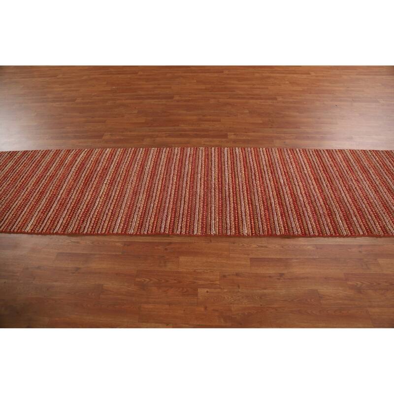Modern Gabbeh Oriental Runner Rug Handmade Wool Carpet - 2'7"x 12'2"