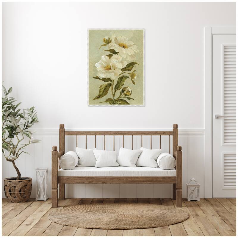 Kate and Laurel AQ Floral No 9 by Annie Quigley Framed Canvas Wall Art Print