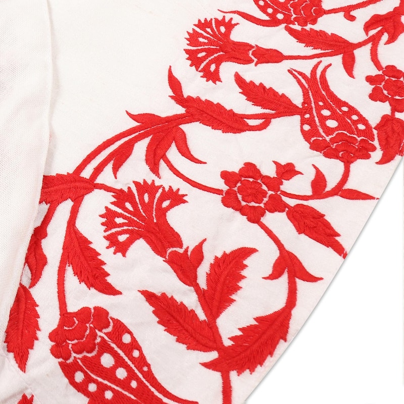 Novica Handmade Festive Leaves Embroidered Tree Skirt