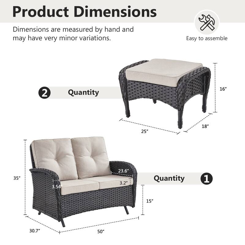 Gymojoy Premium Wicker Patio Furniture Set - Ultimate Comfort & Weather-Resistant Design