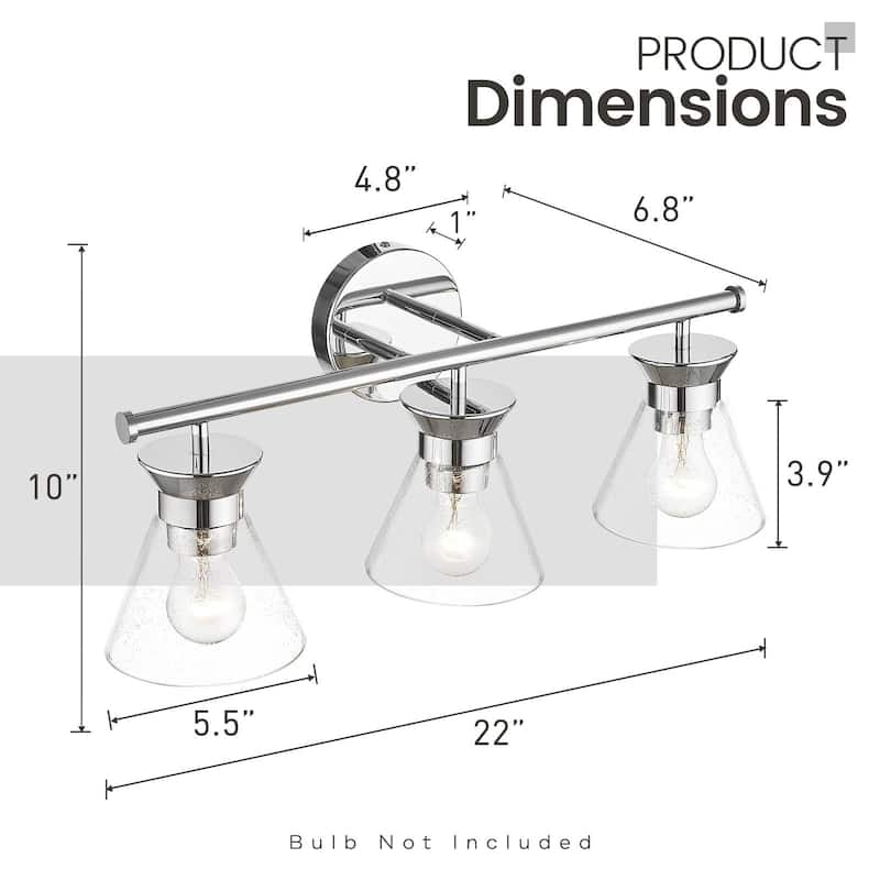 3-Light Bathroom Light Fixtures Chrome Finish