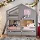 preview thumbnail 2 of 18, Twin over Twin Bunk Bed with 2 Drawers, Shelf, Window and Roof, Gray