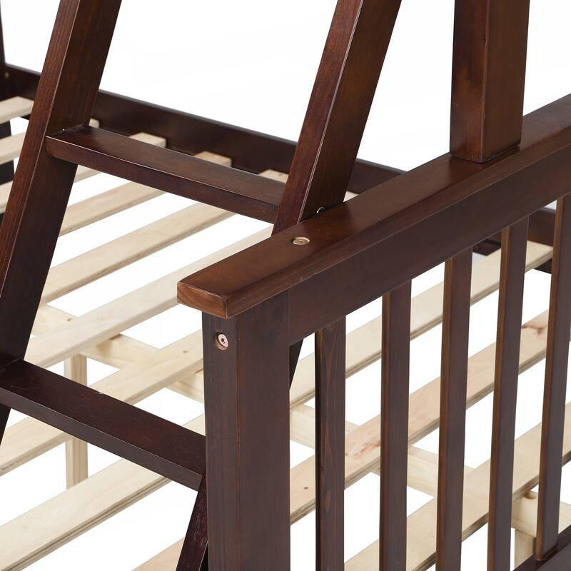 Versatile Wooden Bunk Bed with Storage and Safety Features for All