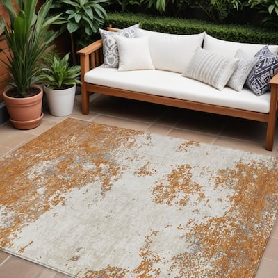 HomeRoots Abstract Transitional Rectangle Outdoor Rug