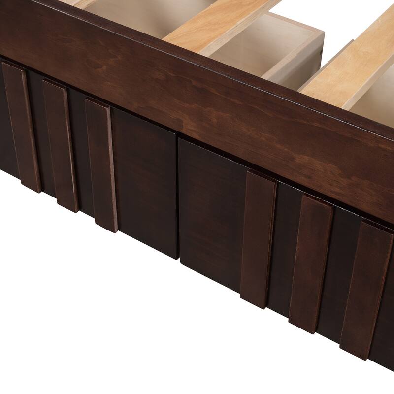 Multifunctional Design Full Size Espresso Daybed Wood Bed with Two Drawers and Wooden Frame