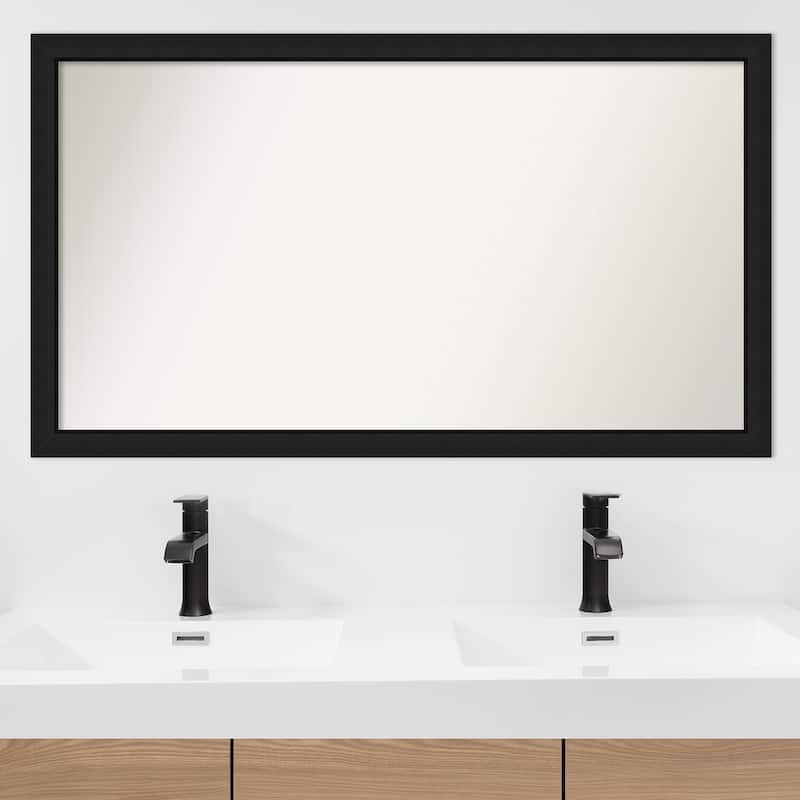 Midnight Black Narrow Framed Non-Beveled Custom Wall Mirror, Bathroom Vanity Mirror