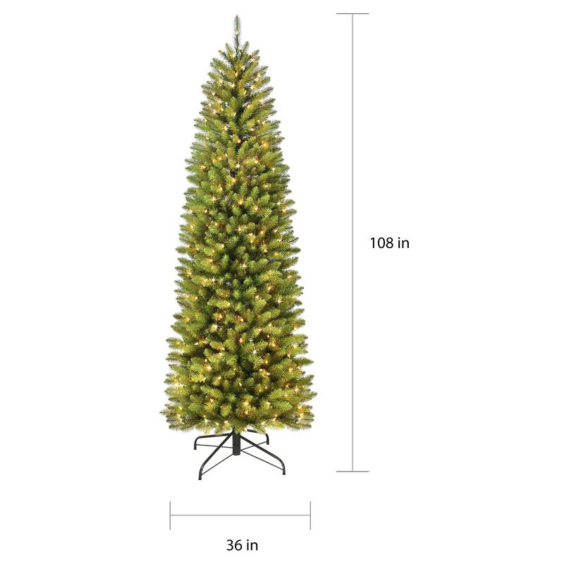 Puleo International 9 ft. Pre-lit Fraser Fir Pencil Artificial Christmas Tree