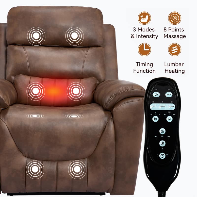 Roomfitters Dual Motor Power Lift Recliner 180 Flat Infinite Position Heat Massage Heavy Duty Leatherair Sofa
