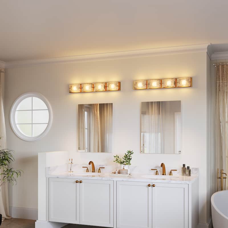 4 Tiles Cloud Glass Bathroom LED Vanity Light with 3CCT Adjustable - N/A