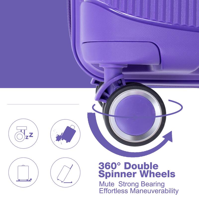 Durable Polypropylene Hardshell Suitcase Set with 360° Spinner Wheels & TSA Lock (20/24/28)
