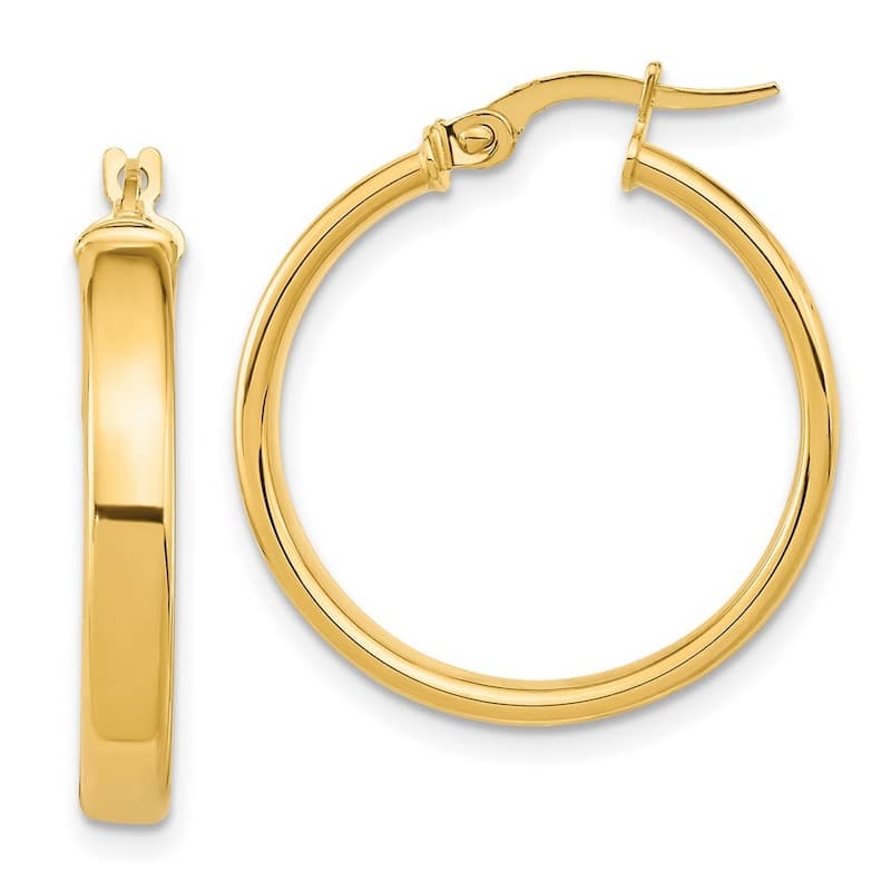 Curata 14k Yellow Gold Polished 25.75x3.75mm Domed Classic Earrings