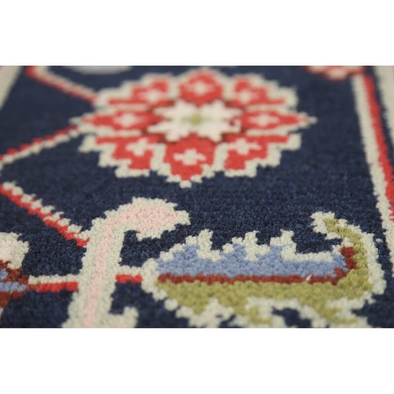 Hand Knotted Oriental 100% Wool Carpet Traditional Geometric Green Heriz (serapi) Area Rug - 9' 9'' X 7' 11''