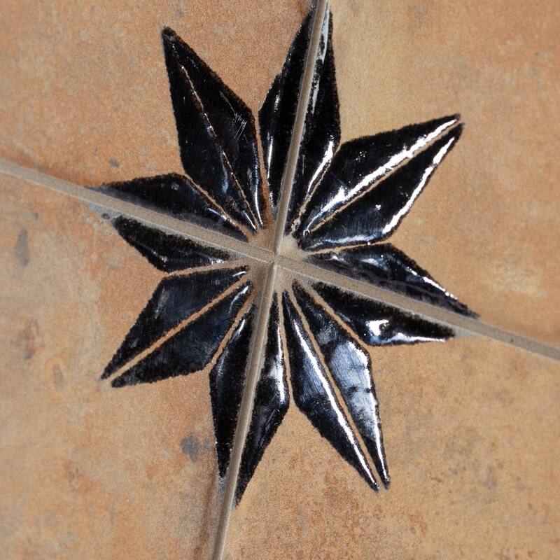 Merola Tile Kings Nonna with Black Star 17-7/8" x 17-7/8" Porcelain Floor and Wall Tile