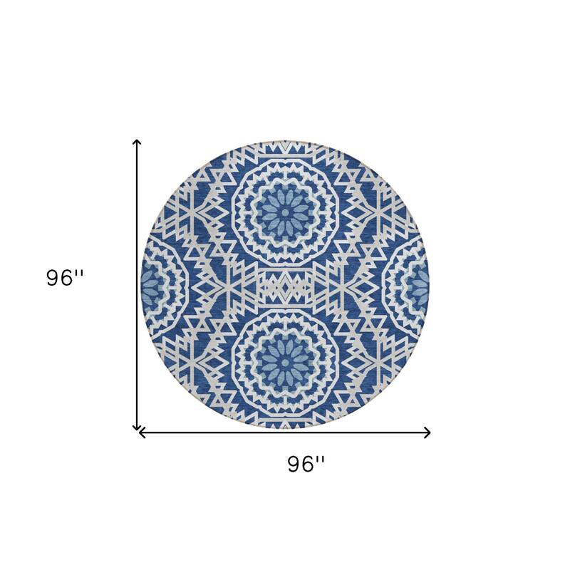 HomeRoots Floral Medallion Transitional Rectangle Outdoor Rug