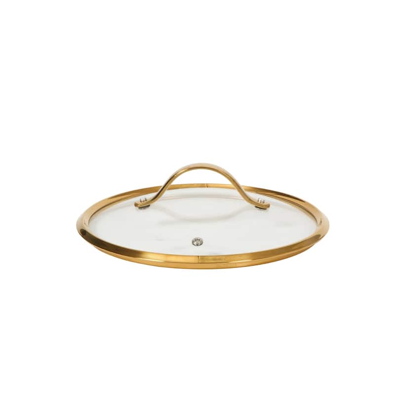 Bloomhouse Pots and Pans Heavy Duty Aluminum Premium PFA Free Ceramic Nonstick - Cappucino Cream with Gold Handle