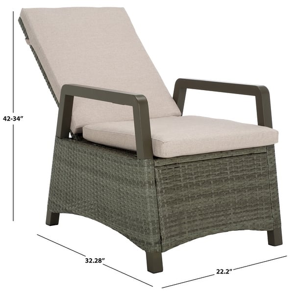 dimension image slide 0 of 2, SAFAVIEH Outdoor Patio Furniture Herman Recliner Chair - 22"W x 32"D x 42"H