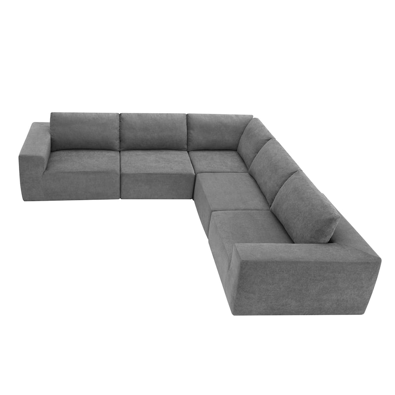 116"x116" Terrycloth Modular Sectional Sofa (5-Piece, No Assembly)