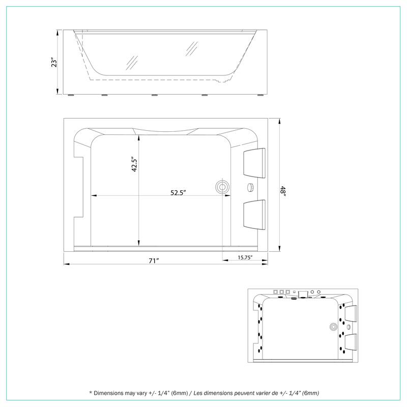 A&E Bath Penelope Jetted Tub - 71-inch