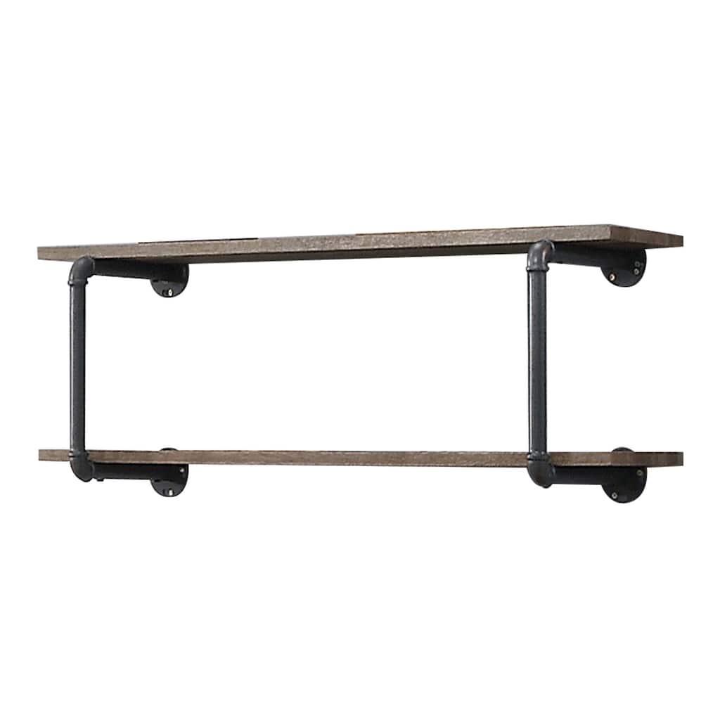 Mankato Antique Oak and Sandy Grey 2-Tier Wall Shelf