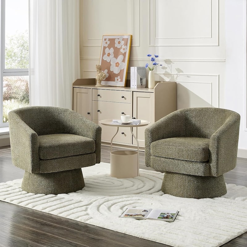 360° Swivel Accent Chair with Arms, Cozy Round Chenille Fabric