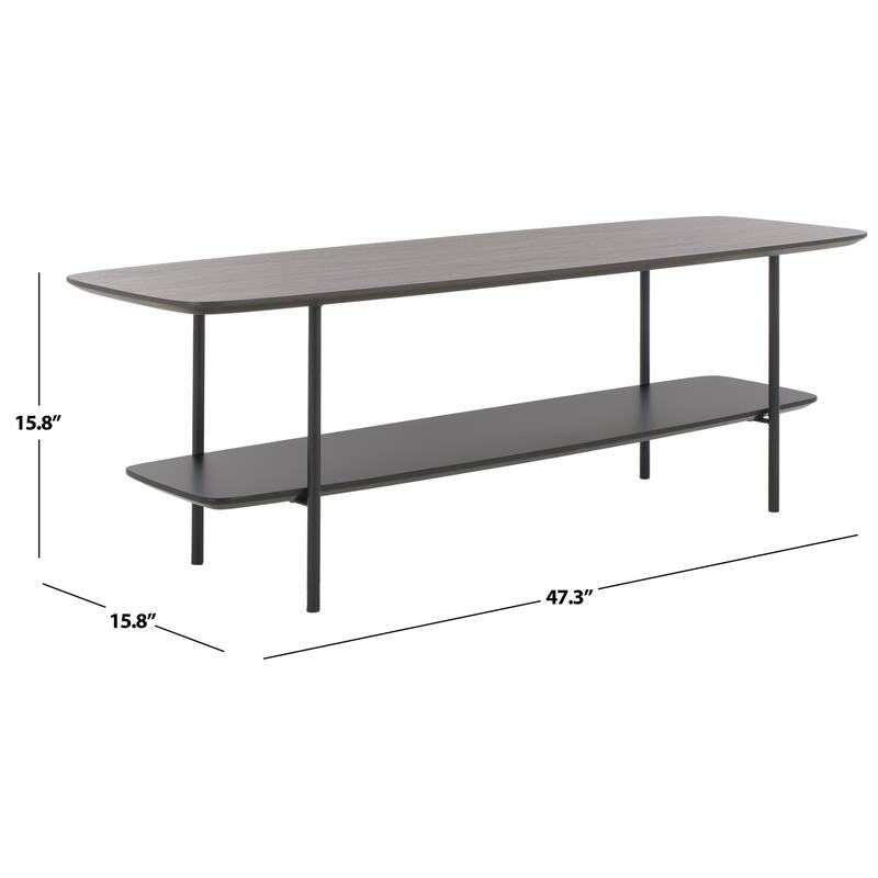 SAFAVIEH Norika Coffee Table with Lower Shelf - 47.3 In. W x 15.8 In. D x 15.8 In. H - 47Wx16Dx16H - Dark Grey Oak