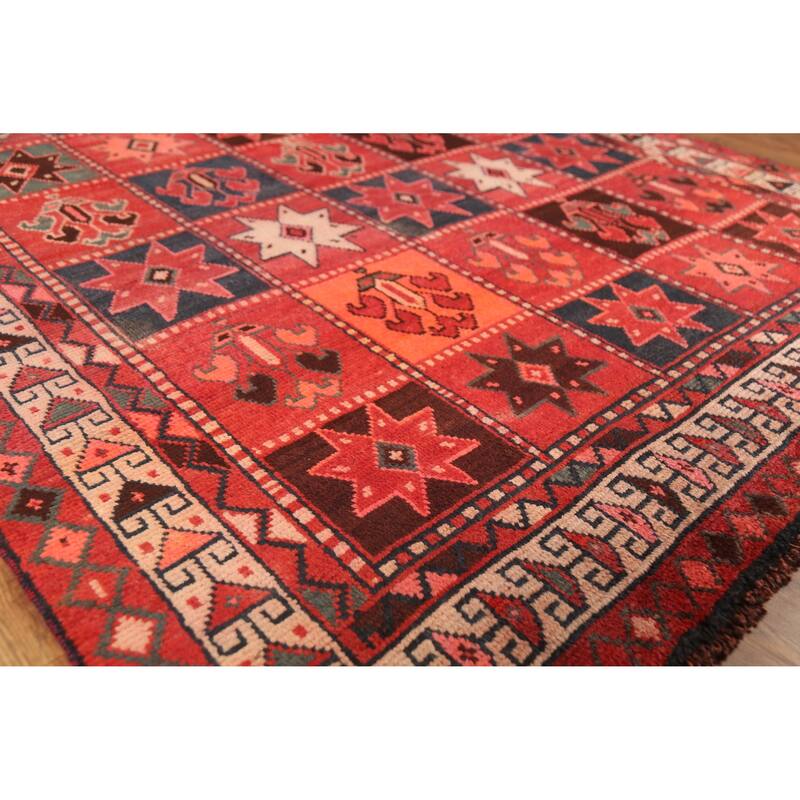 Hand Knotted Oriental 100% Wool Carpet Traditional All-Over Red Shiraz Area Rug - 9' 3'' X 5' 3''