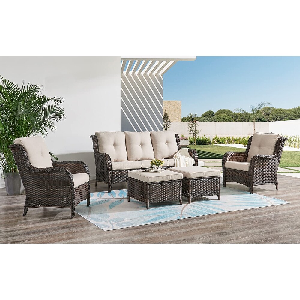 Pocassy 5-Piece Patio Furniture Set with Ottomans