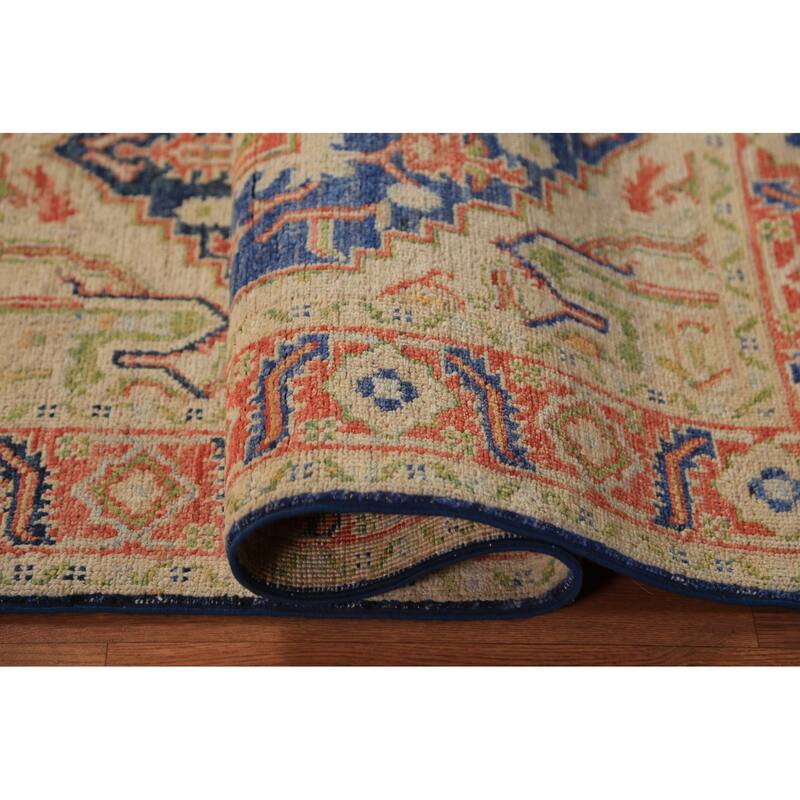 Medallion Heriz Serapi Vegetable Dye Rug Hand-Knotted Wool Carpet - 2'11"x 4'10"