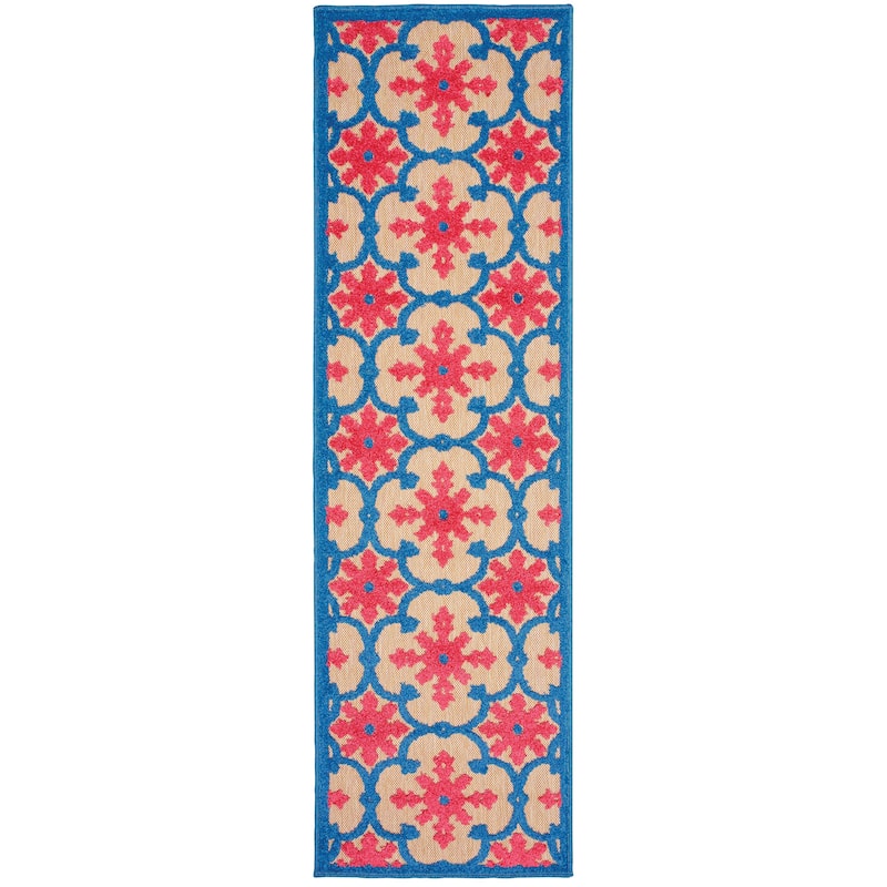 Style Haven Cara Mixed Pile Floral Lattice Indoor-Outdoor Area Rug - 2'3" x 7'6" Runner