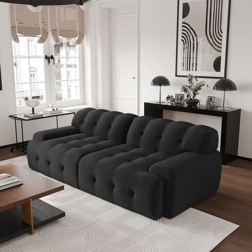 86.6" Loveseat 3D Mesh Fabric Sectional Sofa Modern Comfy Modular Floor Couch for Living Room, Office, Apartment