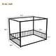 preview thumbnail 5 of 5, Full Size Iron Square-shape Canopy Bed Frame Open Montessori Floor Bed with 3-Sided Guardrails for Kids - Without Slats