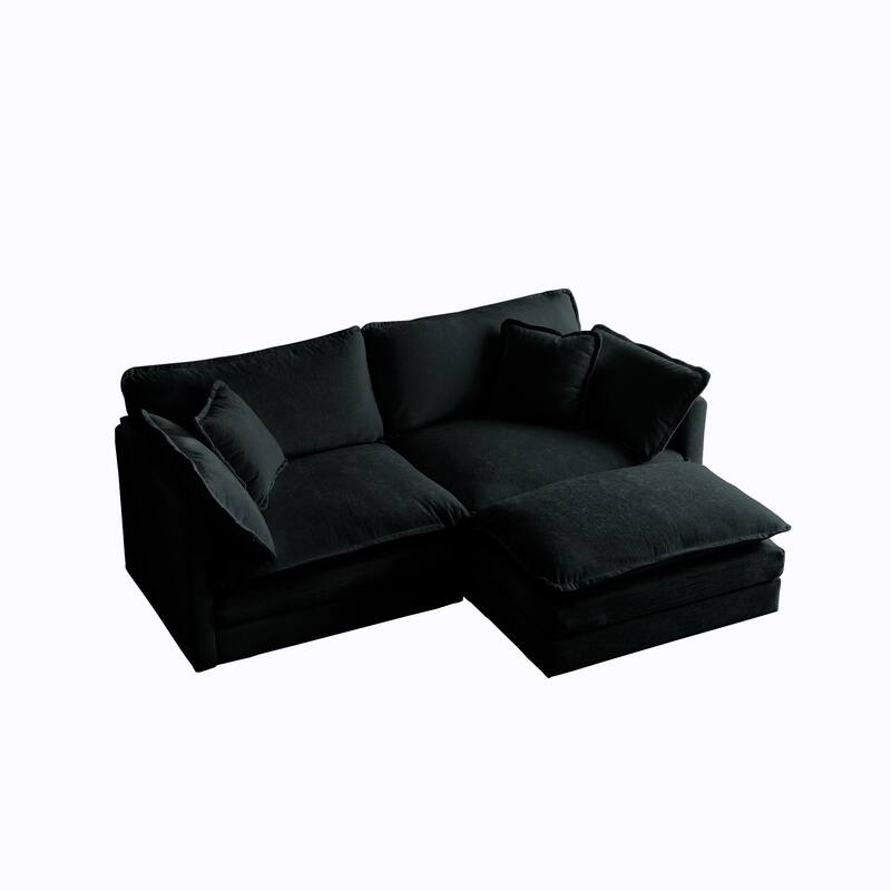 Comfy Chenille Accent Armchair Breathable Single Sofa w/Pillow