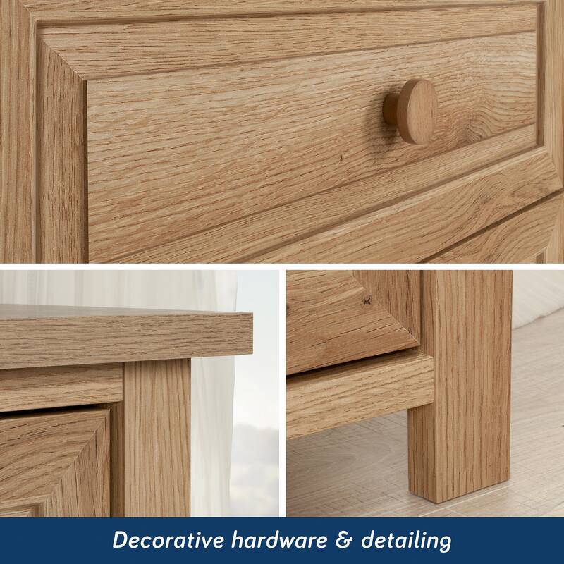 Rustic Brown 4-Drawer Storage Cabinet with Safety Lock for Bedroom Living Room