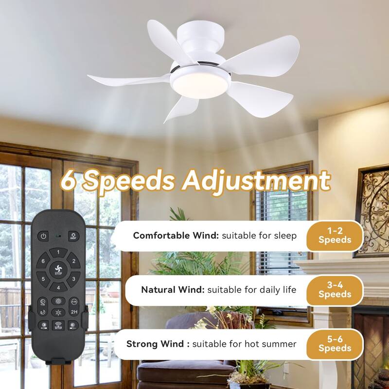32/36/46/52 inches Ceiling Fan with Light and Remote 5 ABS Blades for Bedroom Living Room