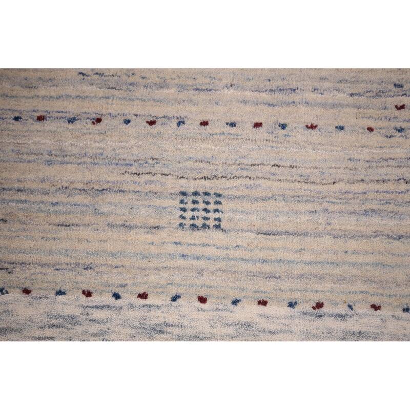Striped Tribal Gabbeh Indian Area Rug Hand-Knotted Wool Carpet - 8'4"x 9'10"