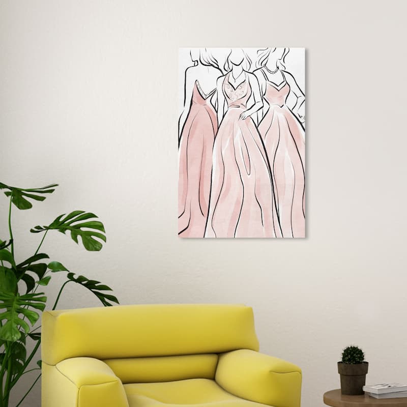 Wynwood Studio Canvas Fashion and Glam Dresses For All White and Pastel Pink Glam Wall Art Canvas Print - 30 x 20