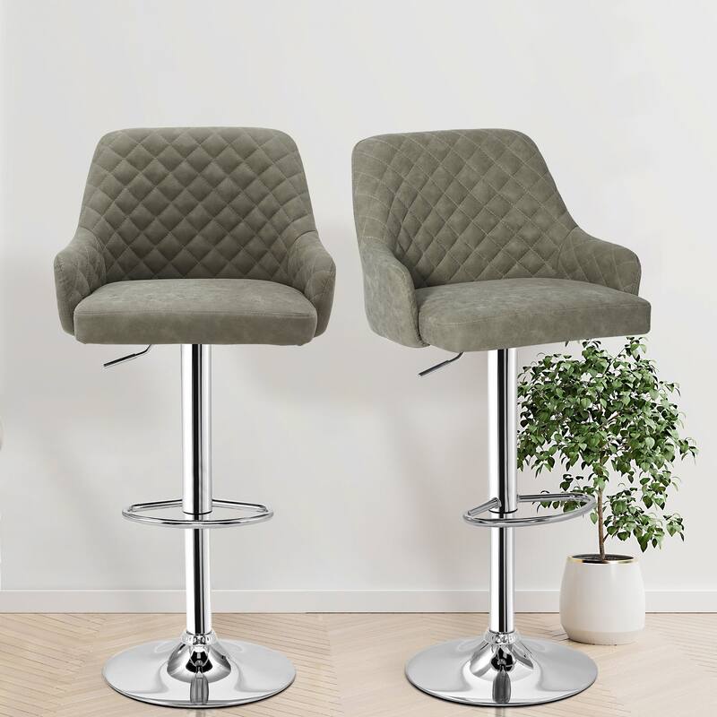 VECELO Adjustable Swivel Modern Bar Stools with Backs
