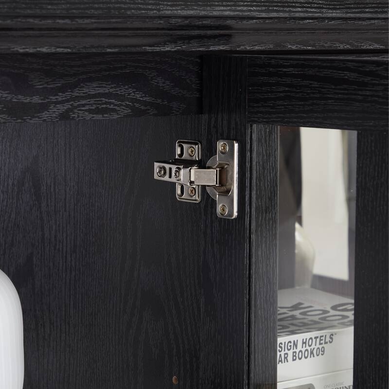 LED Antique Curio Display Cabinet with Glass Doors, Adjustable Shelves and Vintage 4-Door Design