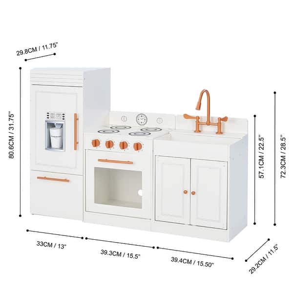 Teamson Kids Wooden Play Kitchen with Refrigerator, Oven and Sink, Interactive Toy Kitchen Set for Age 2-5 Toddlers and Kids