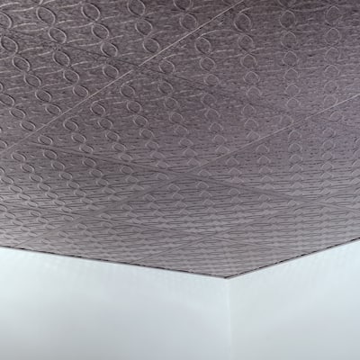 FASÄDE Rings Decorative Vinyl 2ft x 2ft Lay in Ceiling Panel in Smoked Pewter (5 Pack)