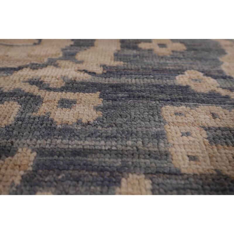 Blue Oushak Vegetable Dye Area Rug Handmade Wool Carpet - 8'0" x 9'10"