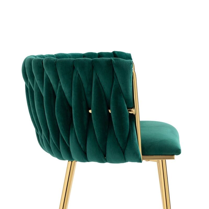 SEYNAR Modern Glam Velvet Dining Side Chair Set of 2 with Gold Metal Frame
