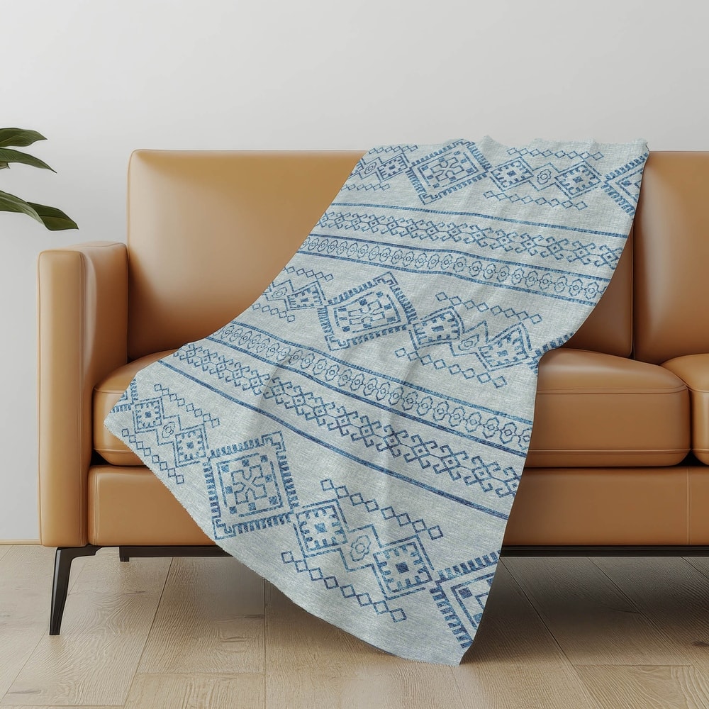 Premium Machine Washable ASB120 Boho Global Sherpa Throw Blanket