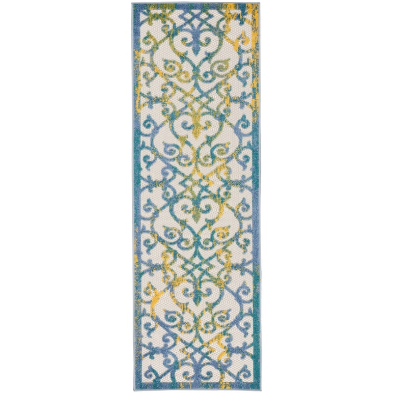 Nourison Alice Indoor/Outdoor Trellis Area Rug - 2' x 6' - Ivory/Blue