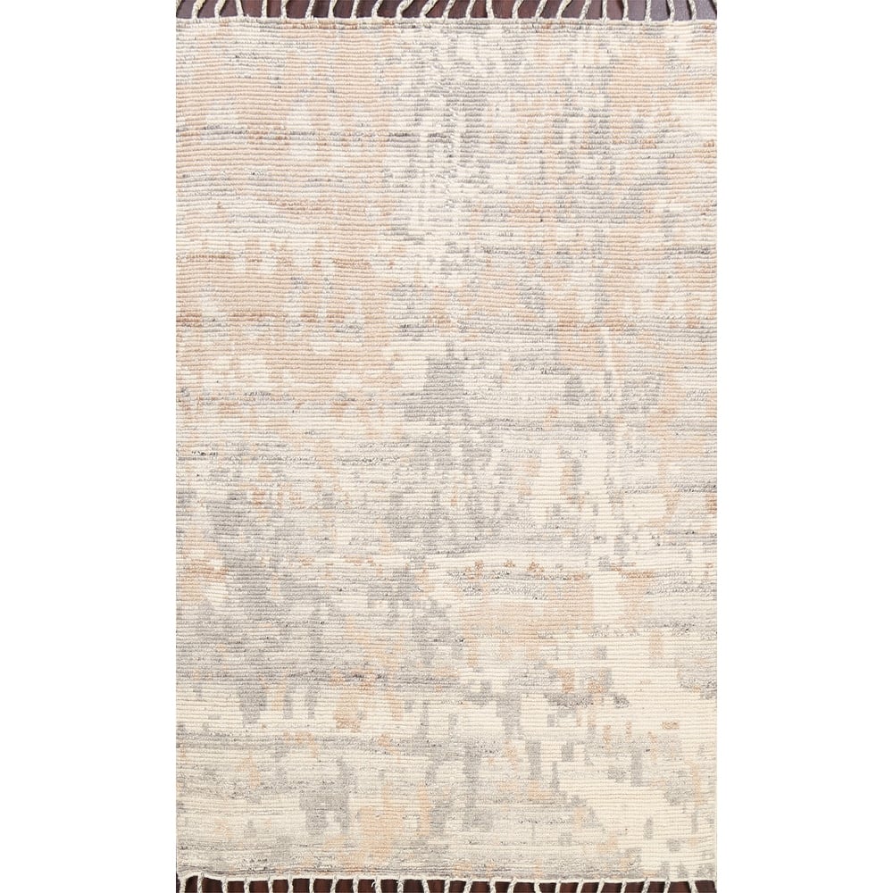 Abstract Modern Moroccan Oriental Area Rug Hand-knotted Wool Carpet - 5'3" x 7'5"