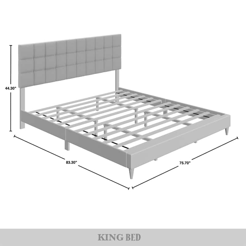 CraftPorch Clean-Lines Stitching Linen Upholstered Bed