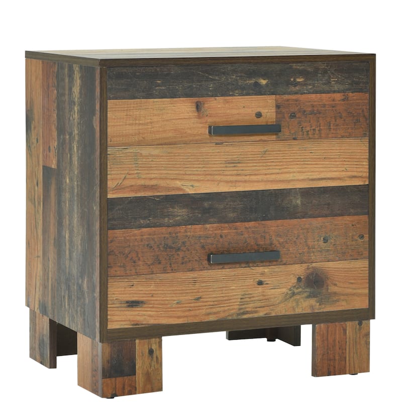 Rustic Reclaimed Wood Design 2 Drawer Nightstand